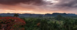 The beautiful Valle de Vinales at sunset.